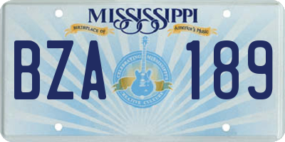 MS license plate BZA189
