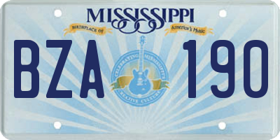 MS license plate BZA190
