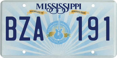 MS license plate BZA191