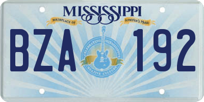 MS license plate BZA192