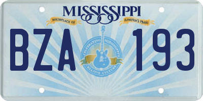 MS license plate BZA193