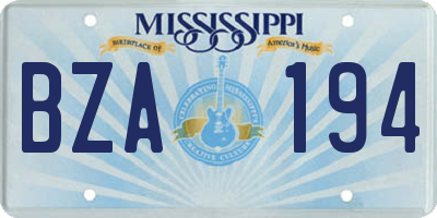 MS license plate BZA194