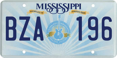 MS license plate BZA196