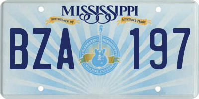 MS license plate BZA197