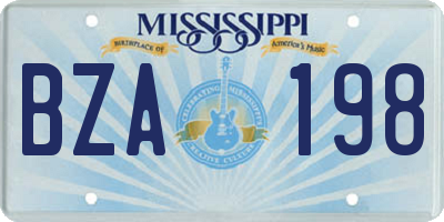 MS license plate BZA198