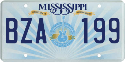 MS license plate BZA199