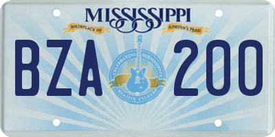 MS license plate BZA200