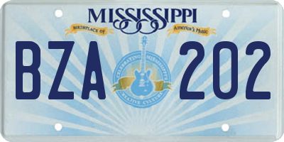 MS license plate BZA202