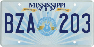 MS license plate BZA203