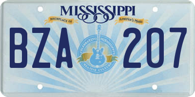 MS license plate BZA207