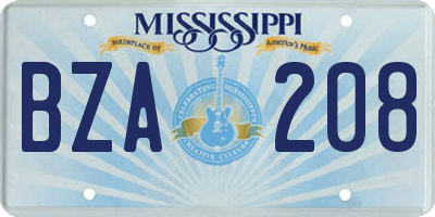 MS license plate BZA208
