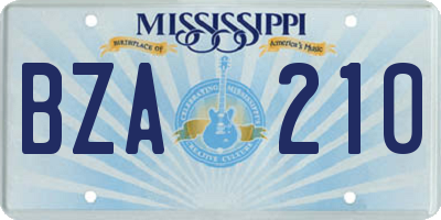 MS license plate BZA210