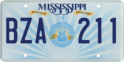 MS license plate BZA211