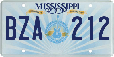 MS license plate BZA212