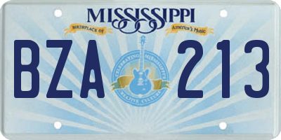 MS license plate BZA213