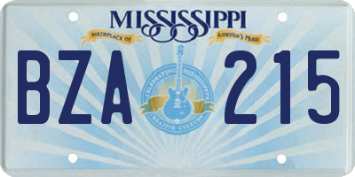 MS license plate BZA215