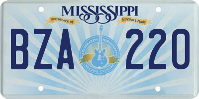 MS license plate BZA220