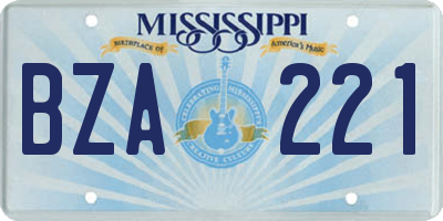 MS license plate BZA221