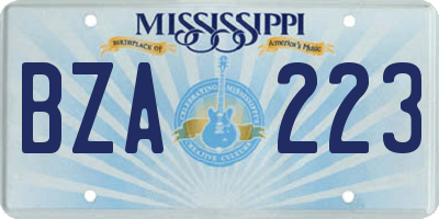 MS license plate BZA223