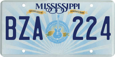 MS license plate BZA224