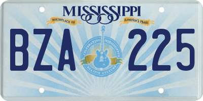 MS license plate BZA225