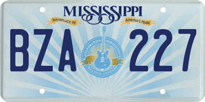 MS license plate BZA227