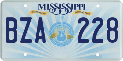 MS license plate BZA228