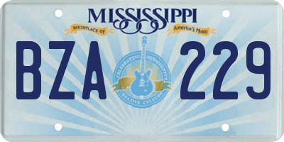MS license plate BZA229