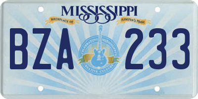 MS license plate BZA233