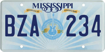 MS license plate BZA234