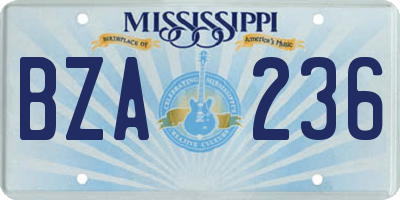 MS license plate BZA236