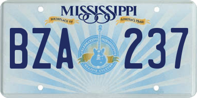 MS license plate BZA237