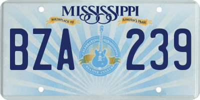 MS license plate BZA239