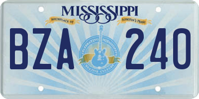 MS license plate BZA240