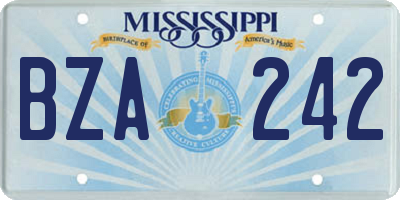 MS license plate BZA242