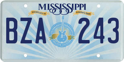 MS license plate BZA243