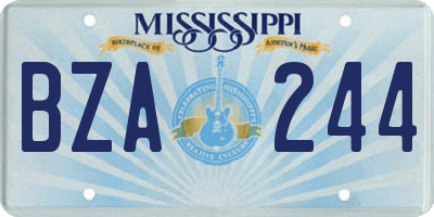 MS license plate BZA244