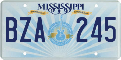 MS license plate BZA245