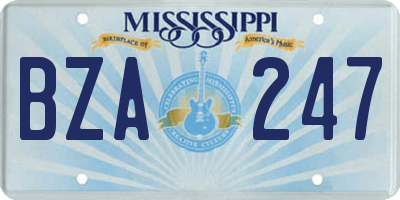 MS license plate BZA247
