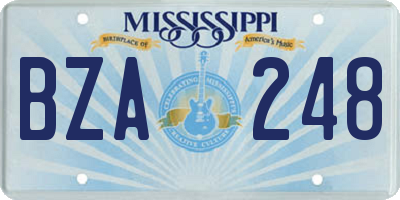 MS license plate BZA248