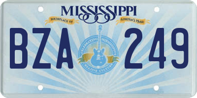 MS license plate BZA249