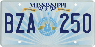 MS license plate BZA250