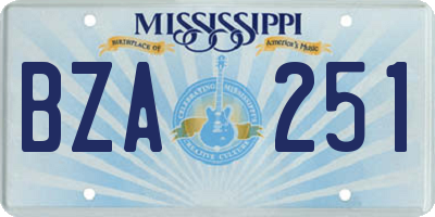 MS license plate BZA251
