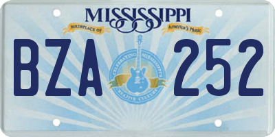 MS license plate BZA252