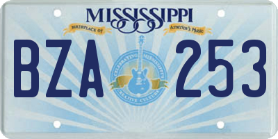 MS license plate BZA253