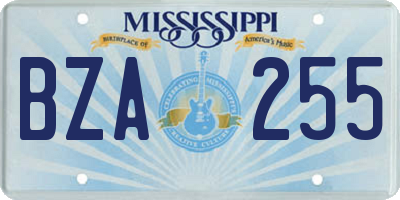 MS license plate BZA255
