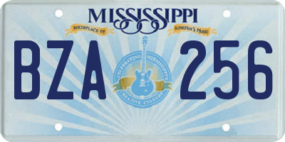 MS license plate BZA256