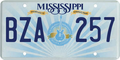 MS license plate BZA257