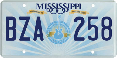 MS license plate BZA258