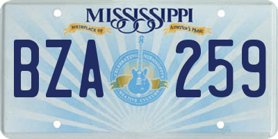 MS license plate BZA259